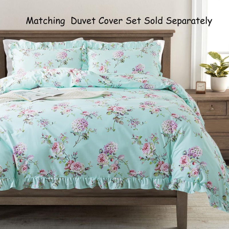 FADFAY California King Floral Bed Sheet Set Premim 100% Cotton Shabby Countryside Bedding Set Rose and Hydrangea Flower Blue Purple Farmhouse Sheets Set Deep Fitted Sheets 4-Piece-Cal King - Image 4